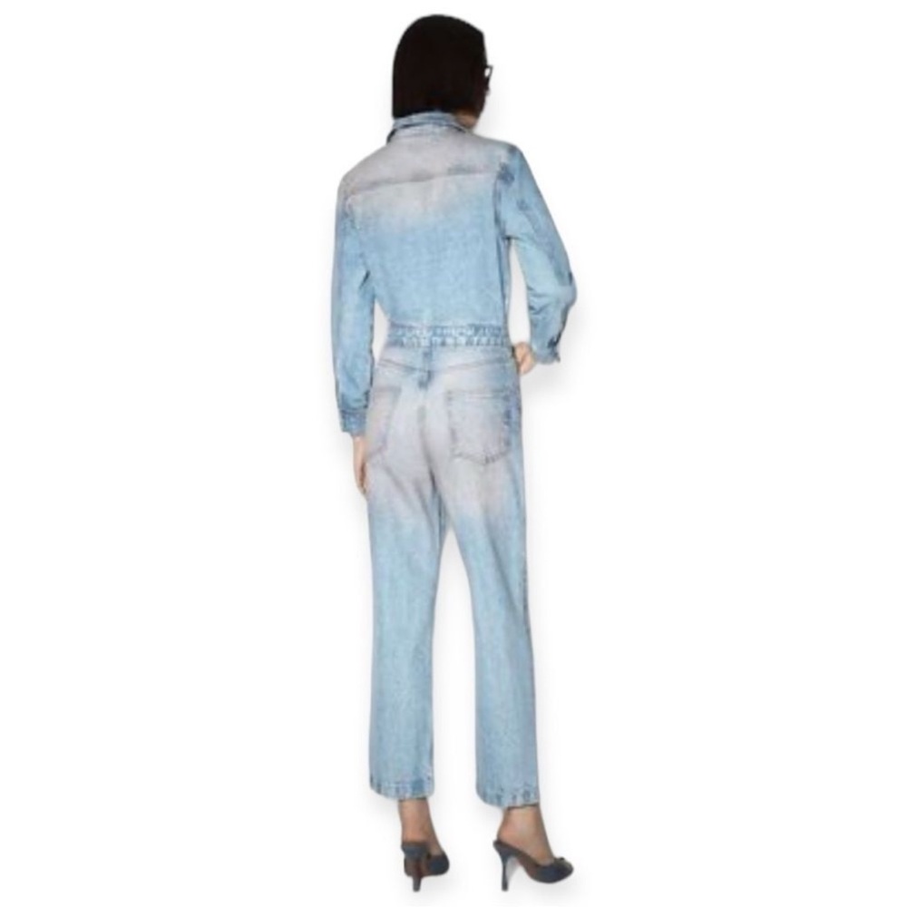 Last
ZARA blue with faint pink dye
denim jumpsuit